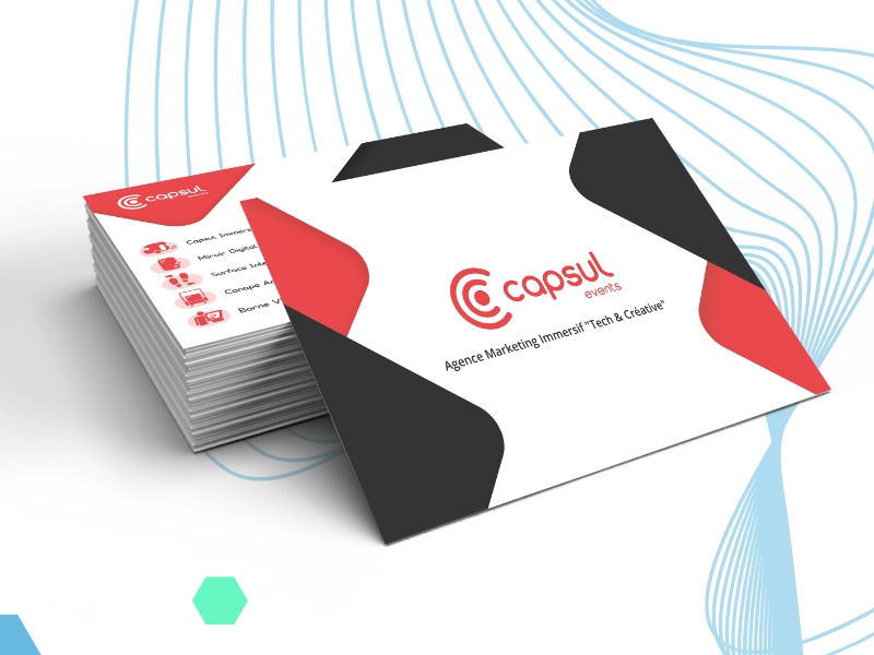 Réalisation d'un carte de visite recto verso pour une entreprise dans l'évènementiel