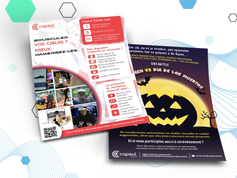 Flyers réalisés ave Illustrator pour être distribués lors de salon évènementiel