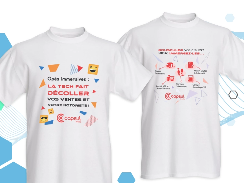 Déclinaison, pour un goodies, de l'identité mise en place sur les habillages de stand d'un salon évènementiel