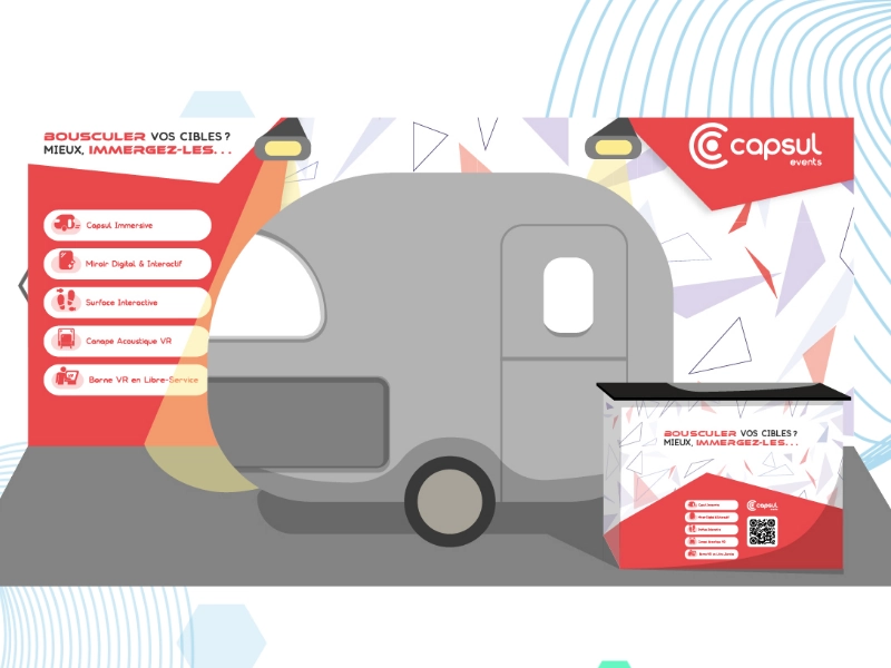 Création d'une illustration représentant le stand d'une entreprise pour être insérer dans un jeu interactif présent lors d'un salon