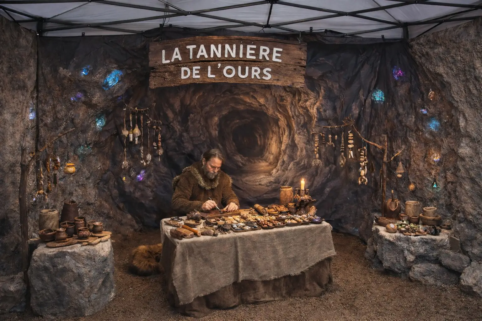 Rendu 3D alternatif pour stand d'exposition fictif, généré via ChatGPT à partir d'un croquis de Jillian Monot