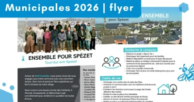 Flyer campagne municipales 2026 Ensemble pour Spézet – création graphique Jillian Monot