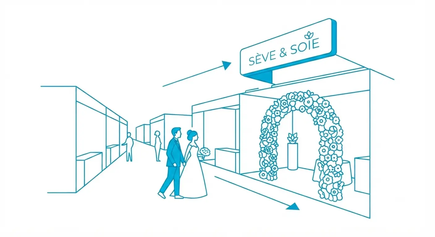 Illustration de la visibilité d'un stand de mariage